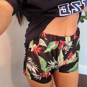 SHEIN Floral Black Shorts